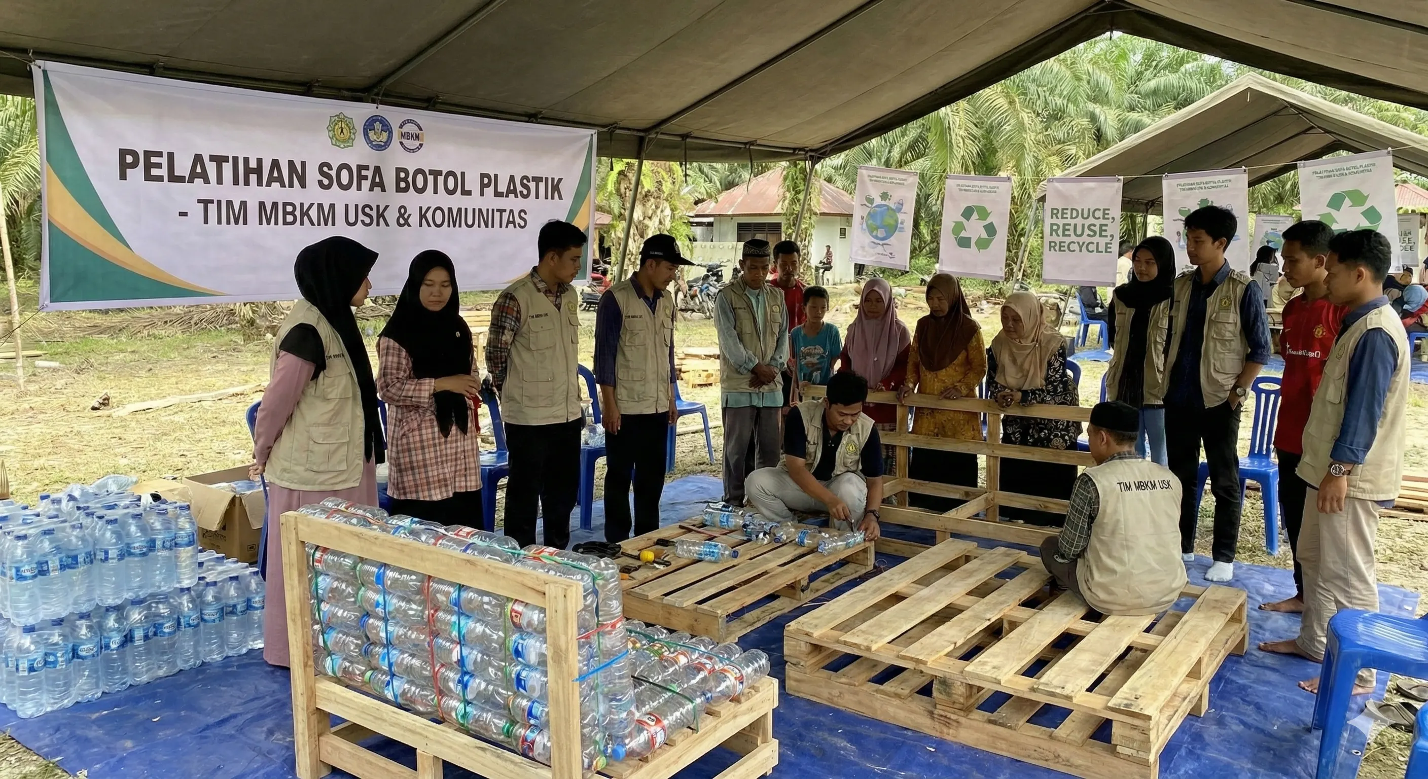 Plastic Bottle Sofa Training Team MBKM Universitas Syiah Kuala (USK)